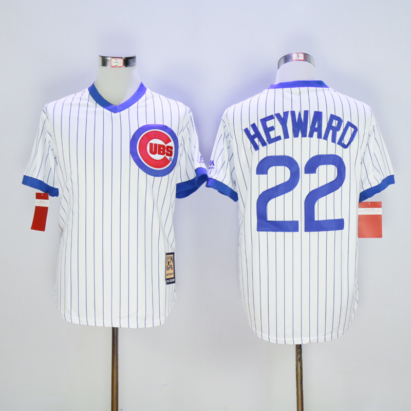 Men Chicago Cubs 22 Heyward White Throwback MLB Jerseys